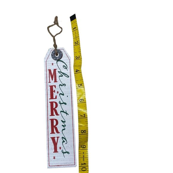 Merry Christmas WoodenVertical Hanging Sign Decor Red, Green, White - Picture 4 of 5